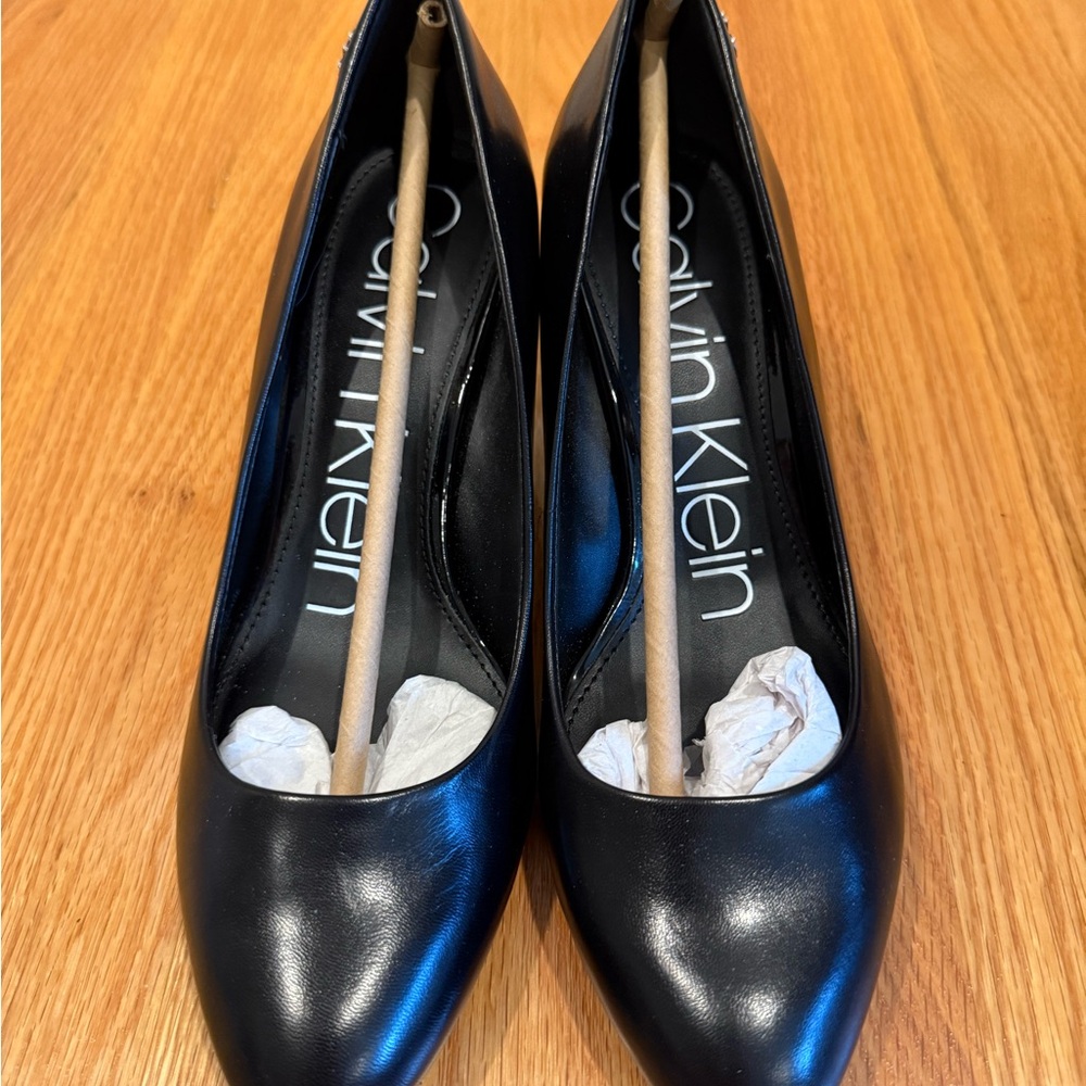 Calvin Klein Black Leather Heels 7